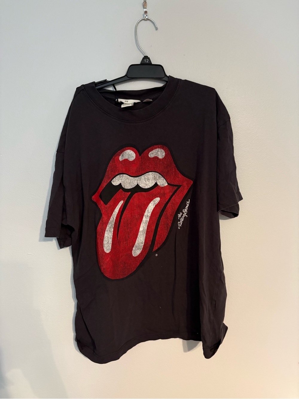 H&M Black Short Sleeve Tee with Red & White Graphic